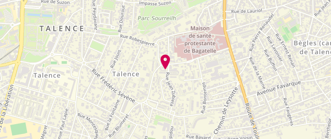 Plan de Chez Valou, 256 rue Frédéric Sévène, 33400 Talence