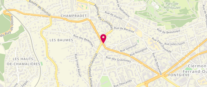 Plan de Relais des 4 Routes, 74 avenue Raymond Bergougnan, 63100 Clermont-Ferrand