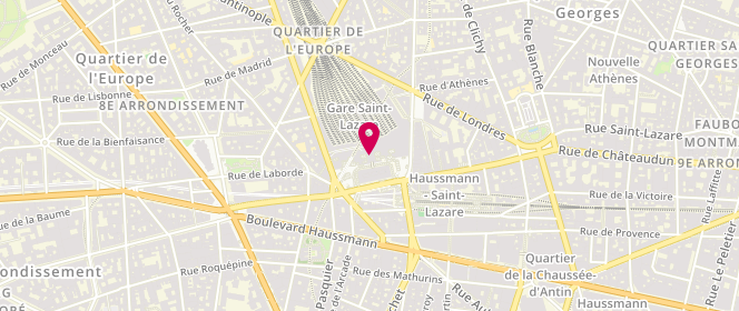 Plan de Relay Métro Saint Lazare, 13 Rue d'Amsterdam, 75008 Paris