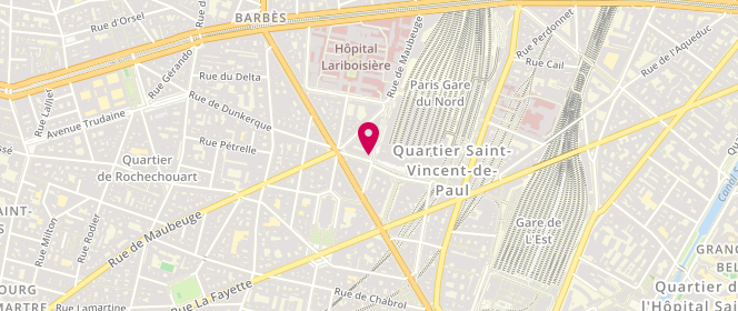 Plan de Paris Nord Voie 3 Sncf, Mezzanine Banlieue Niveau -2 Côt 18 Rue Dunkerque, 75010 Paris