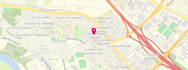 Plan de Le Saint Laurent, Centre Commercial 
9 Rue des Linandes Beiges, 95000 Cergy
