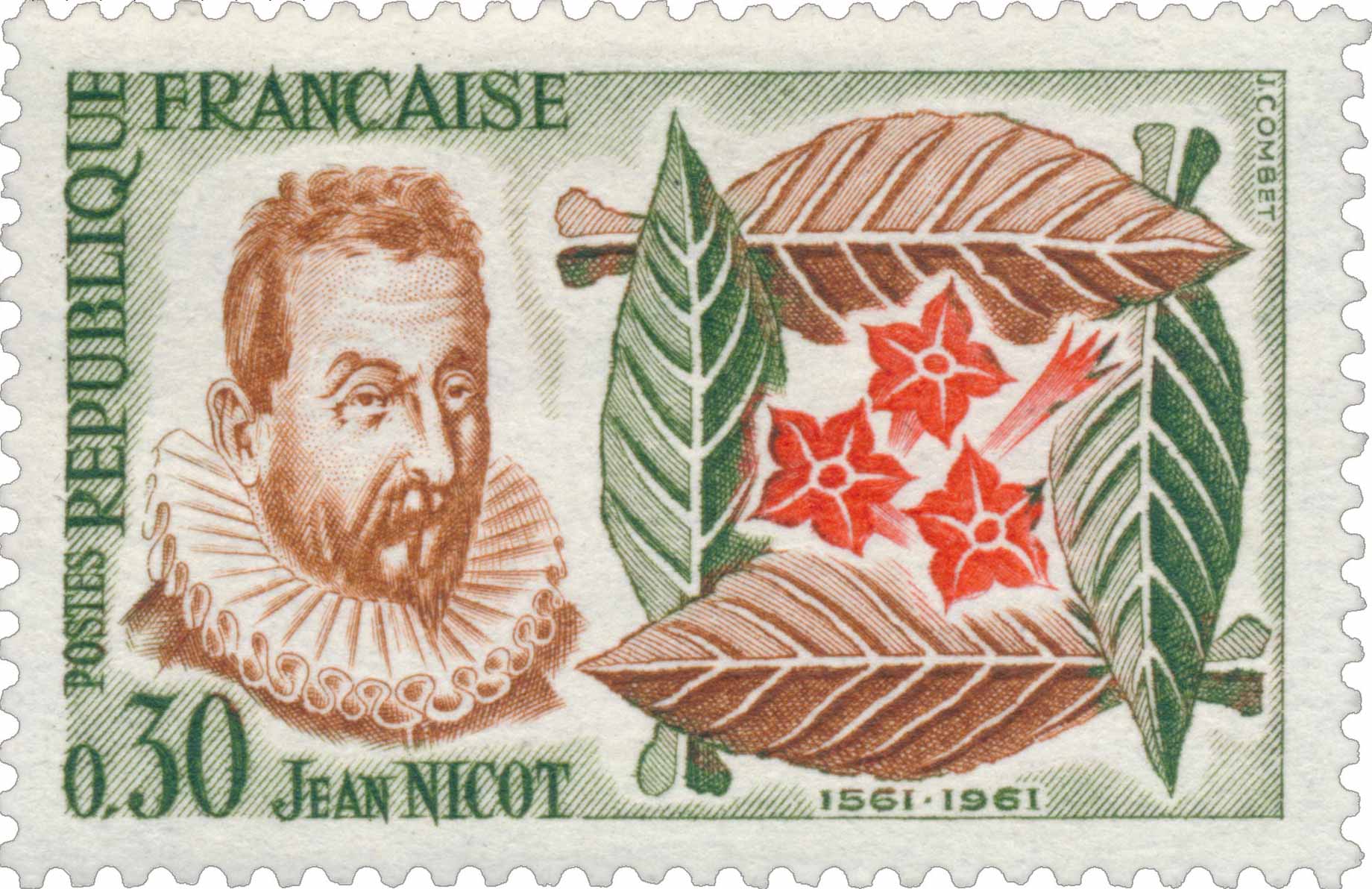 Timbre de 1961 représentant Jean Nicot